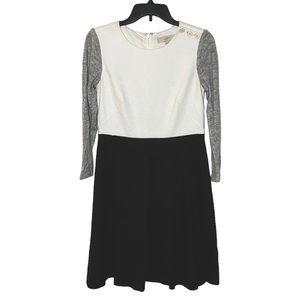 Loft Colorblock Mixed Media Fit & Flair Dress